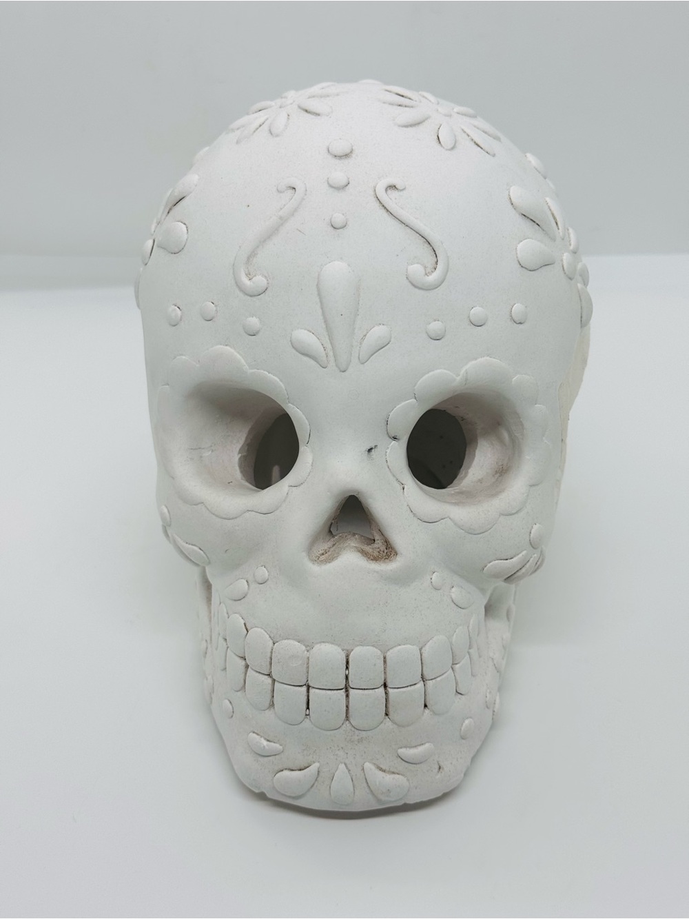 Large Unfinished Ceramic Sugar Skull Paint Your Own DIY Calavera Decor 8"